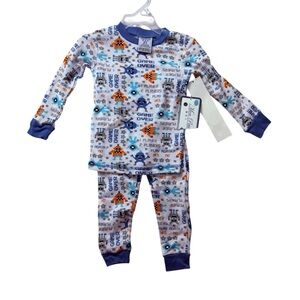 Mon Petit Toddler Boys 2-Piece Pajama Set “Game Over” Long Sleeve & Pants 2T NWT